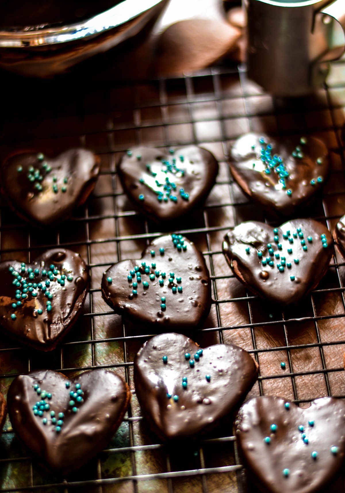 Dark Chocolate covered Chocolate Cookie hearts